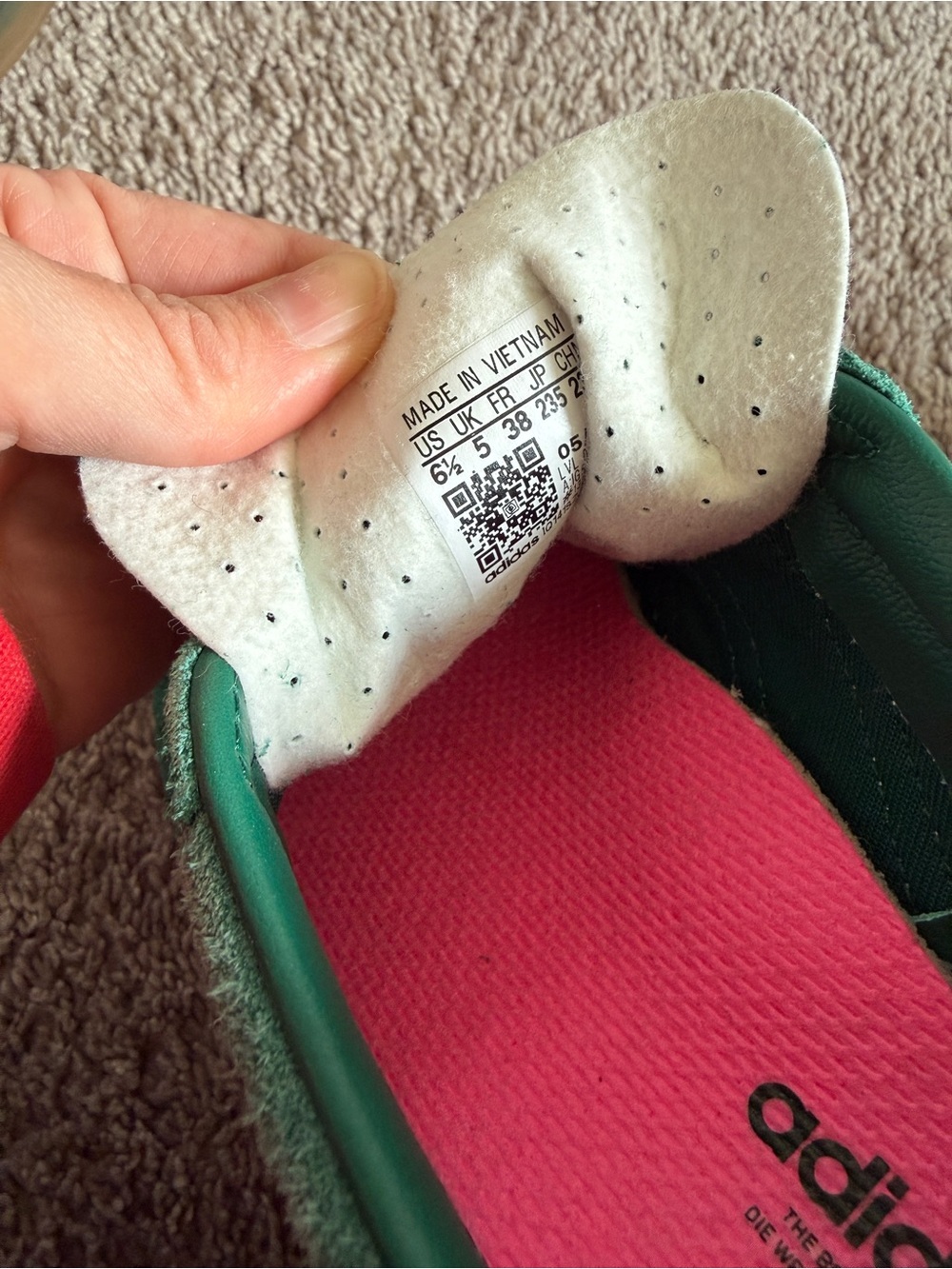 adidas Gazelle Green White Pink Suede Sneakers - Picture 3 of 15